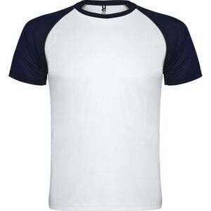 Roly Childrens/Kids Indianapolis Short-Sleeved Sports T-Shirt / White/Navy Blue